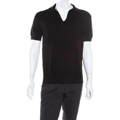 Pre-owned Tom Ford Black Tricot Knit Short Sleeve Polo T-shirt Xxl