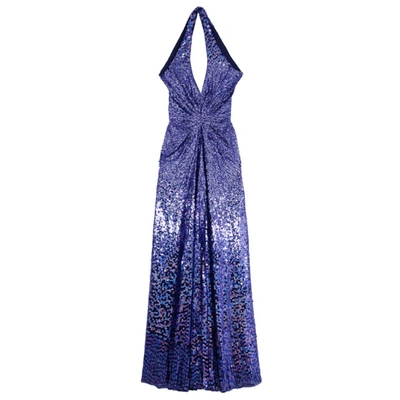 Pre-owned Jenny Packham Blue Embellished Gown M