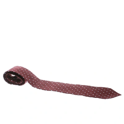 Pre-owned Dunhill Burgundy Geometric Printed Silk Traditional Tie