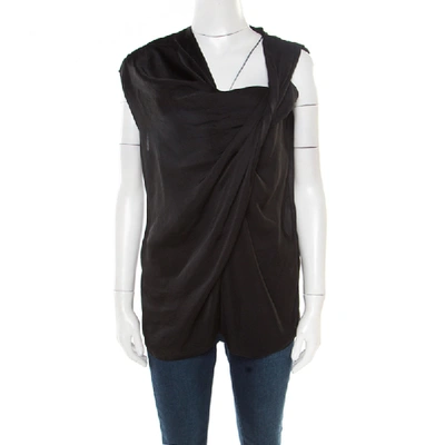 Pre-owned Lanvin Black Draped Sleeveless Top M