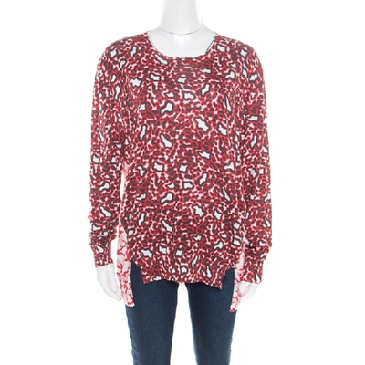Pre-owned Stella Mccartney Red And White Animal Printed Sweater M