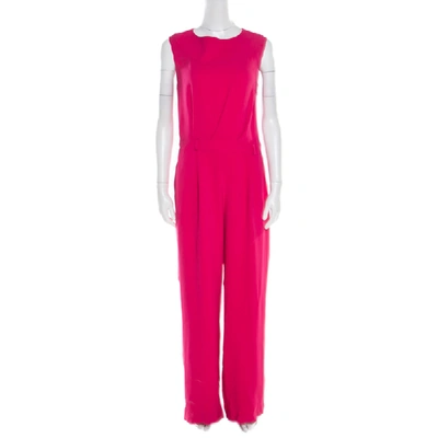 Pre-owned Dior Pink Crepe Neck Tie Draped Back Detail Sleeveless Jumpsuit M
