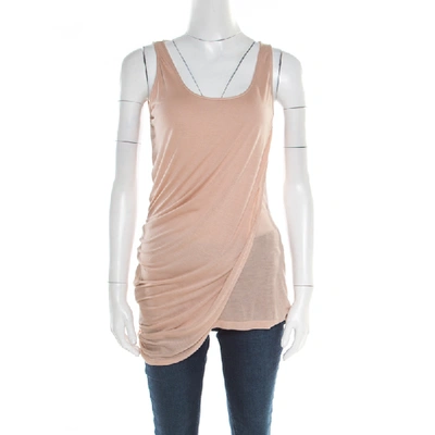 Pre-owned Alexander Mcqueen Peach Modal Jersey Layered Asymmetric Sleeveless Top M In Pink