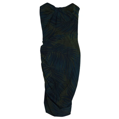 Pre-owned Lanvin Palm Leaf Print Cocktail Dress S In Green
