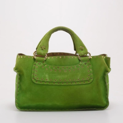 Pre-owned Celine Green Suede Studded Boogie Tote