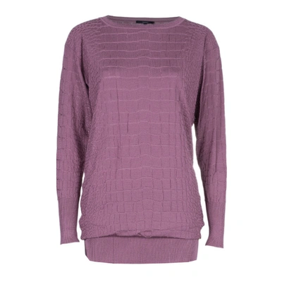 Pre-owned Gucci Mauve Textured Knit Top M In Purple