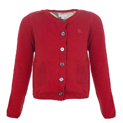 Pre-owned Burberry Children Red Long Sleeve Button Down Cardigan 7 Yrs