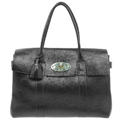 Pre-owned Mulberry Dark Grey Patent Leather Bayswater Satchel Bag