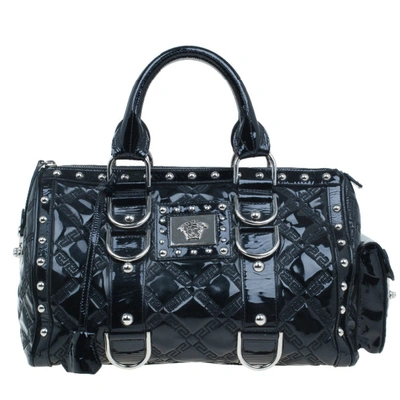 Pre-owned Versace Black Quilted Leather Snap Out Of It Satchel