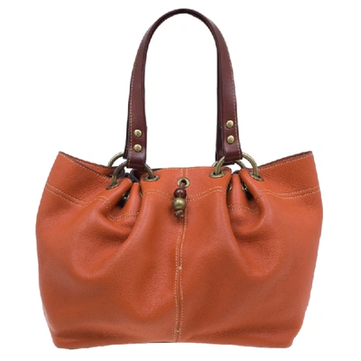 Pre-owned Mulberry Orange Matt Glove Leather Judy Tote Bag