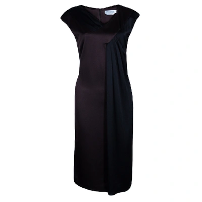 Pre-owned Max Mara Brown/black Silk Sleeveless Dress M/l In Multicolor