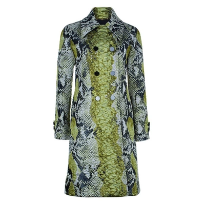 Pre-owned Gucci Jacquard Python Motif Doublebreasted Coat M In Green