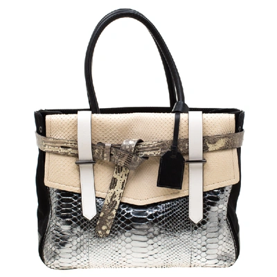 Pre-owned Reed Krakoff Multicolor Exotic Skin, Canvas And Leather Boxer Tote