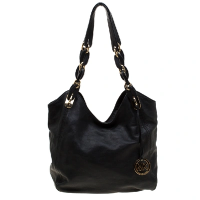 Pre-owned Michael Michael Kors Black Leather Medium Lilly Chain Hobo