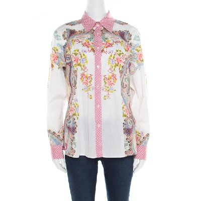 Pre-owned Etro Multicolor Floral And Paisley Printed Long Sleeve Shirt L