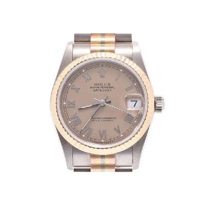 Pre-owned Rolex Brown 18k Yellow Gold And Stainless Steel Datejust Women's Wristwatch 29mm