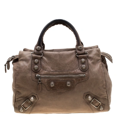 Pre-owned Balenciaga Noix Leather Giant Hardware 21 Midday Bag In Brown