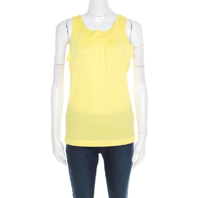 Pre-owned Jil Sander Yellow Cotton Jersey Sleeveless Top Xl