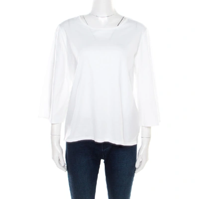 Pre-owned The Row White Cotton Jersey Bell Sleeve T-shirt M