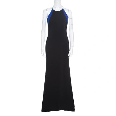 Pre-owned Badgley Mischka Collection Colorblock Sleeveless Evening Gown S In Black