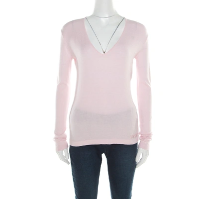 Pre-owned Versace Pink V-neck Sweater M