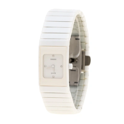 Pre-owned Rado White Ceramica Jubile 01.963.0713.3.070 Women's Wristwatch 19 Mm