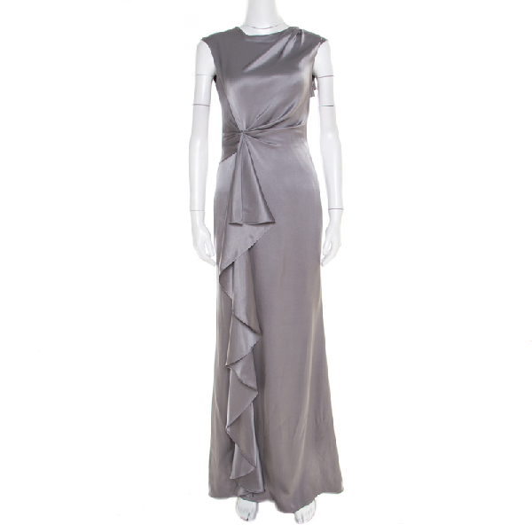 grey silk maxi dress