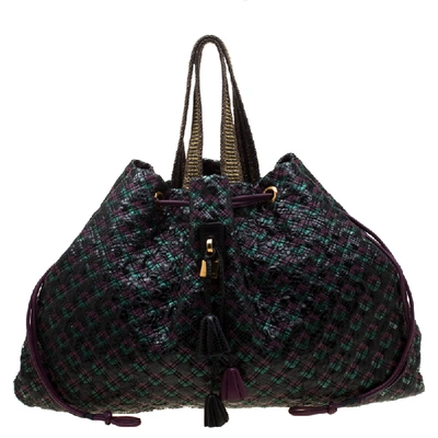 Pre-owned Marc Jacobs Tri Color Python And Leather Memphis Drawstring Tote In Multicolor