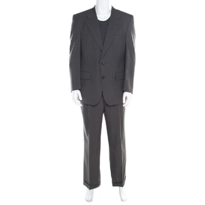 Pre-owned Burberry S Grey Patterned Wool Suit Xl