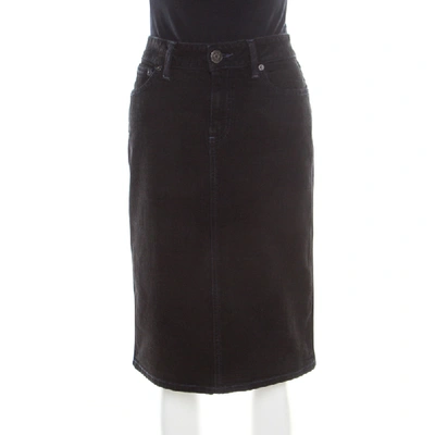 Pre-owned Marc By Marc Jacobs Black Washed Denim Slit Detail Skirt M