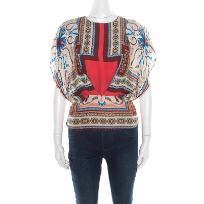 Pre-owned Etro Multicolor Printed Silk Blouson Top S