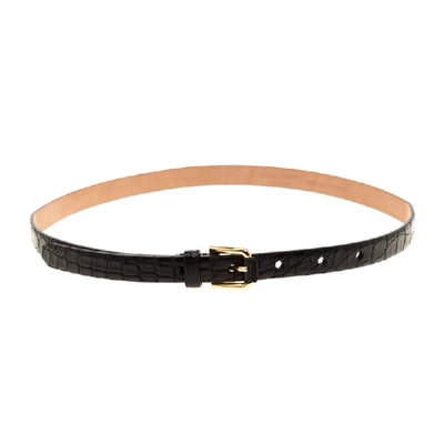 Pre-owned Gucci Dolce & Gabbana Black Crocodile Leather Belt Size 80cm