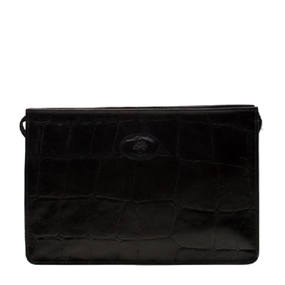Pre-owned Mulberry Black Crocodile Embossed Clutch