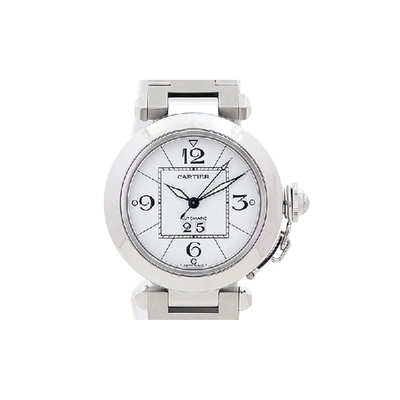Pre-owned Cartier White Stainless Steel Pasha C Big Date Women's Wristwatch 35mm