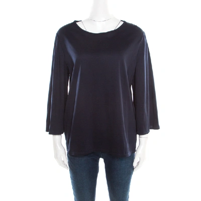 Pre-owned The Row Dark Blue Cotton Flared Sleeve Boxy T-shirt L