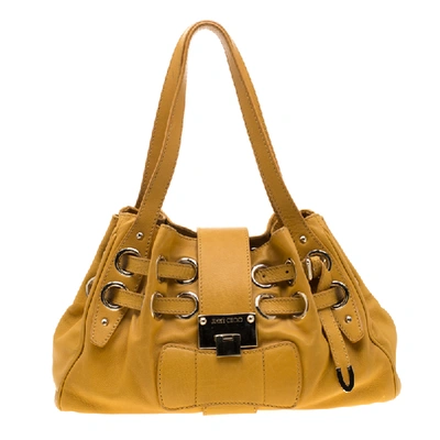 Pre-owned Jimmy Choo Mustard Leather Riki Tote In Yellow