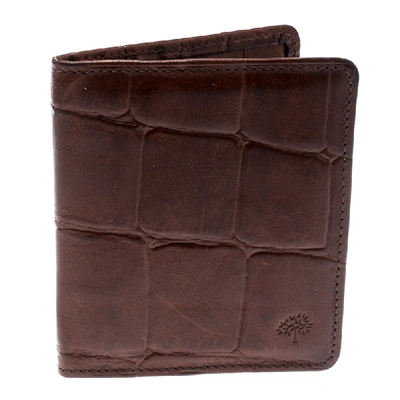Pre-owned Mulberry Brown Croc Embossed Leather Bifold Card Case