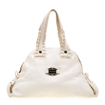 Pre-owned Versace Bag Off White Leather Dome Satchel