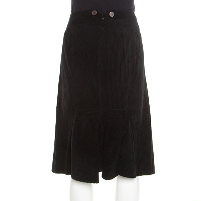 Pre-owned Kenzo Black Corduroy Ruffled Back Detail Skirt L