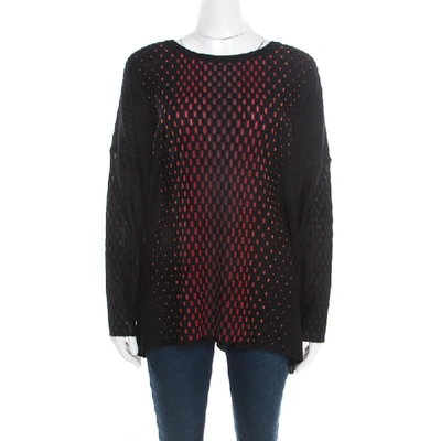 Pre-owned M Missoni Black Patterned Dobby Knit Boxy Sweater Top M