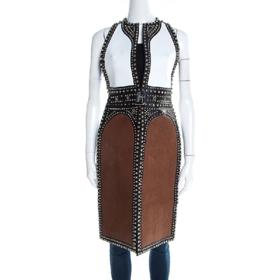 Pre-owned Givenchy Colorblock Paneled Studded Leather Backless Vest S In Multicolor