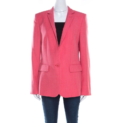 Pre-owned Stella Mccartney Pink Textured Wool Tailored Boxy Blazer M