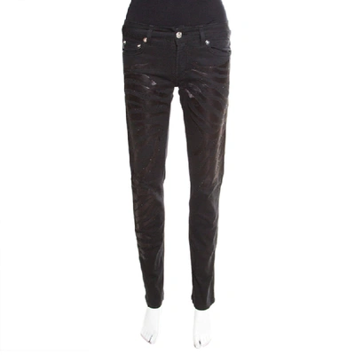 Pre-owned Just Cavalli Black Washed Denim Crystal Embellished Skinny Jeans M