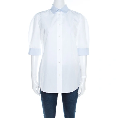 Pre-owned Dolce & Gabbana White Cotton Poplin Contrast Collar And Cuff Detail Shirt L