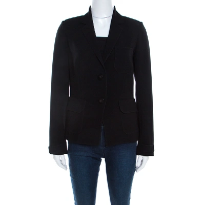 Pre-owned Balenciaga Black Crepe Stretch Knit Patch Pocket Detail Structured Blazer S