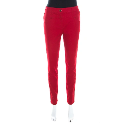 Pre-owned Escada Garnet Red Stretch Denim Teresa Straight Leg Jeans S