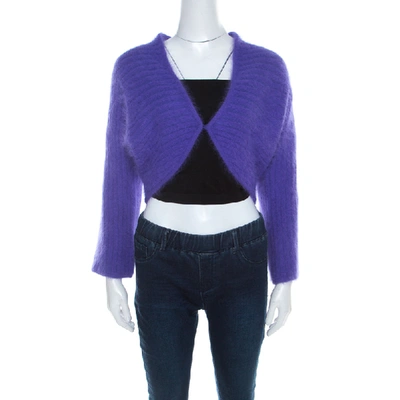 Pre-owned Escada Purple Angora Blend Button Front Fuzzy Bolero L