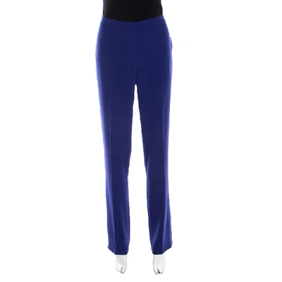 Pre-owned Escada Bluebell Blue Crepe High Waist Tovah Trousers M
