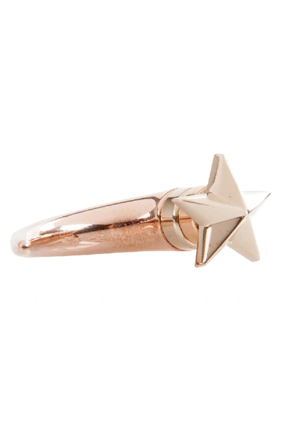 Pre-owned Givenchy Star Shark Tooth Two Tone Metal Single Magnetic Earring In Metallic