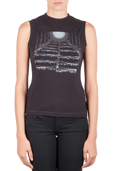 Pre-owned Peter Pilotto Black Cotton Pixel Moon Printed Tank Top M